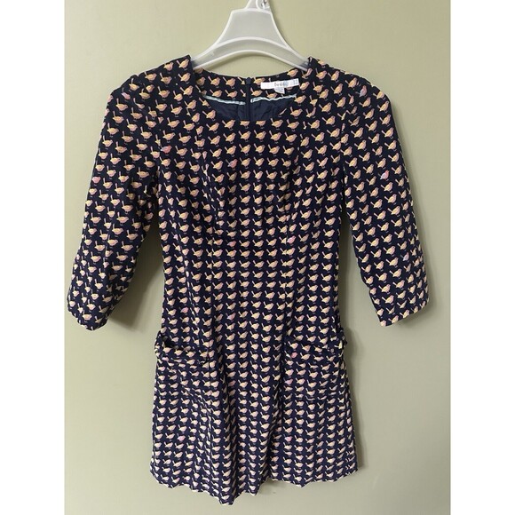 Boden Hartland Corduroy Dress Bird Print Navy Blue Size 2R Mini Animal Print - Picture 1 of 10